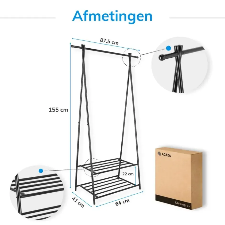 Kledingrek - metaal - zwart