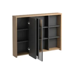 Klein badkamermeubel PURNAL - 100 cmx18 cmx75 cm - Natuurlijk licht Hout paneel