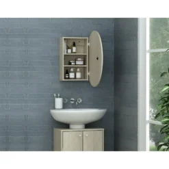 Klein badkamermeubel RURI - 48 cmx15 cmx60 cm - Natuurlijk licht Hout paneel