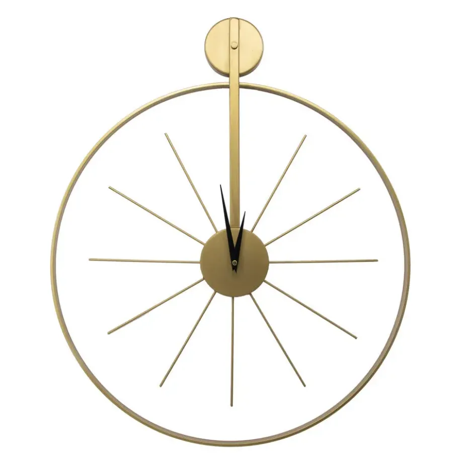 Klok - Luxe Gouden Ronde Hangende Klok - 55 x 65