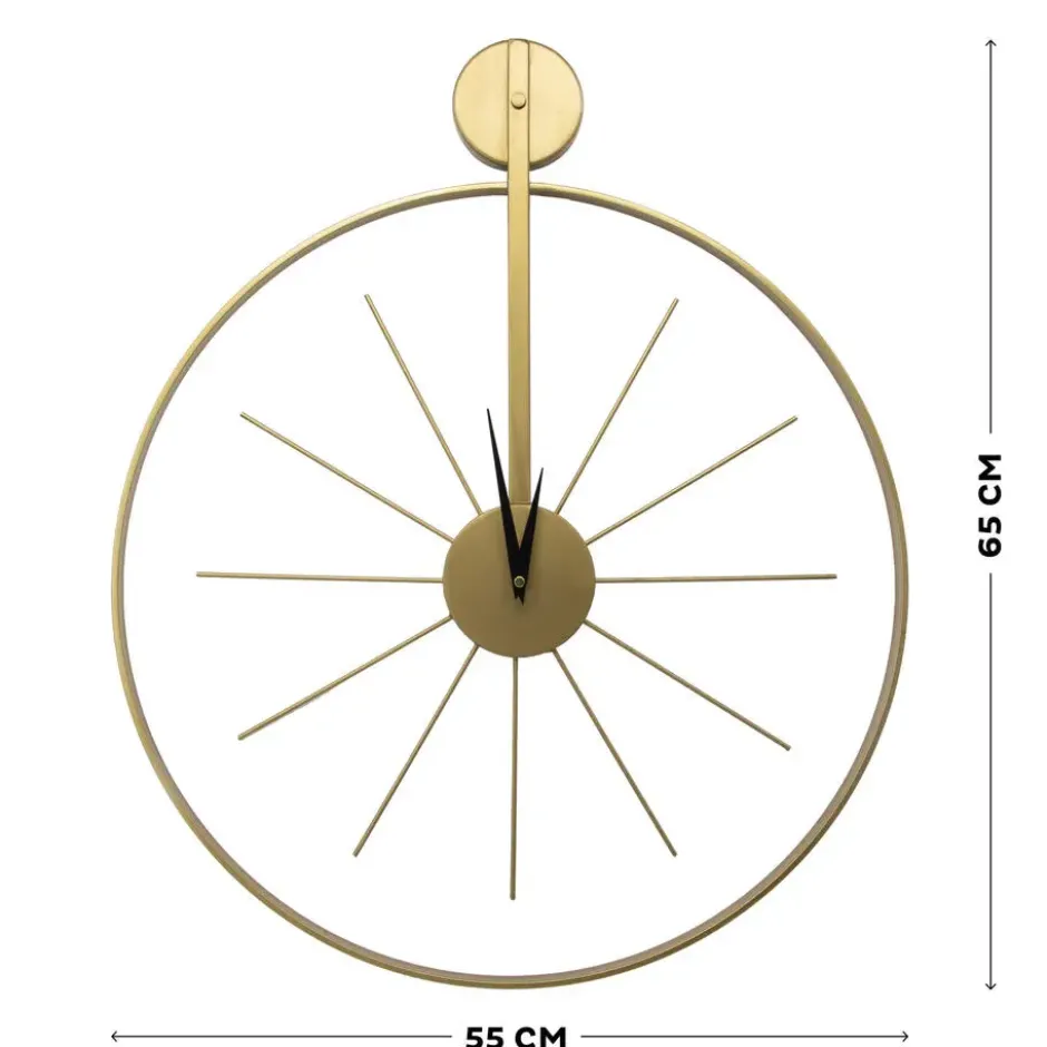 Klok - Luxe Gouden Ronde Hangende Klok - 55 x 65