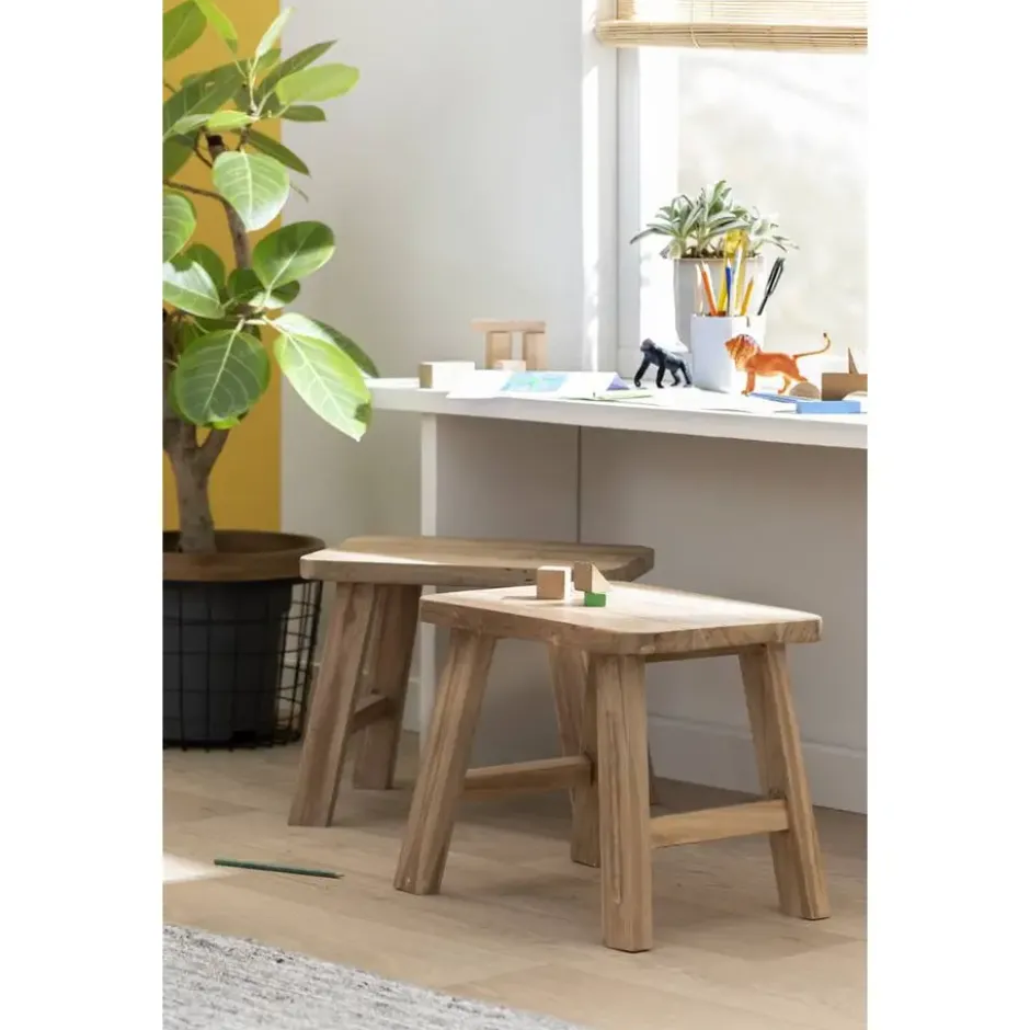 Kruk Quincy - teak - 36x40x30 cm