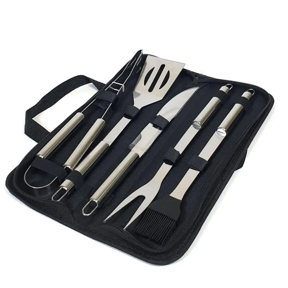 Krumble BBQ set 5-delig in opbergtas RVS