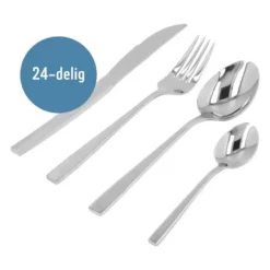 Krumble Bestekset (plat) - 24 delig - 6 persoons - Zilverkleurig