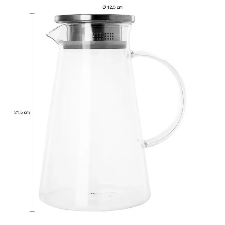 Krumble Karaf met filter, handvat en aluminium deksel - 1,2 L - Glas
