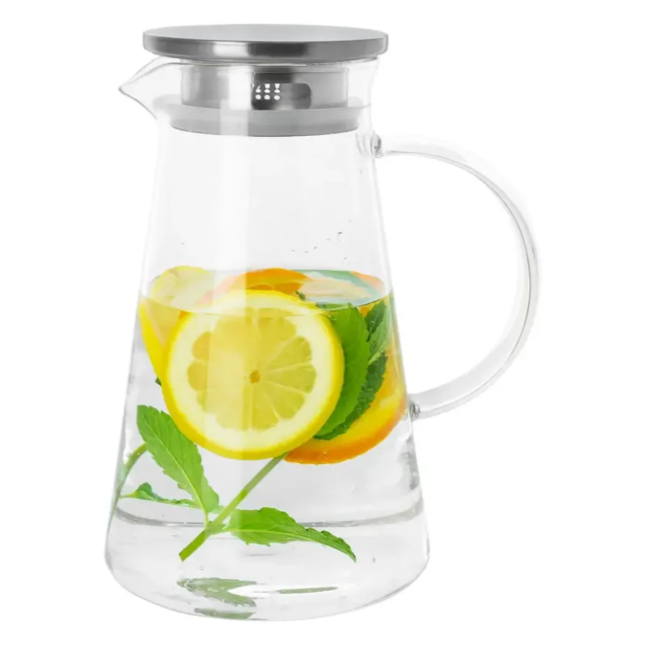Krumble Karaf met filter, handvat en aluminium deksel - 1,2 L - Glas