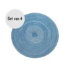 Krumble Placemat rond - Blauw/grijs - Set van 4