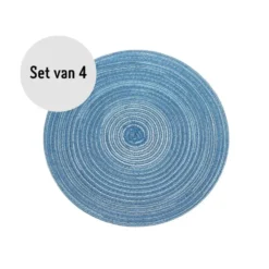 Krumble Placemat rond - Blauw/grijs - Set van 4