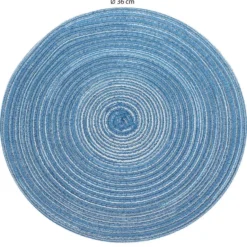 Krumble Placemat rond - Blauw/grijs - Set van 4