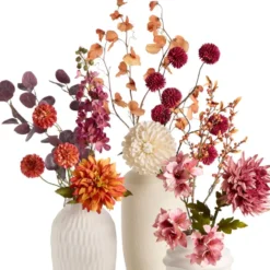 Kunstbloem Chrysantum Spray - roze - 63 cm