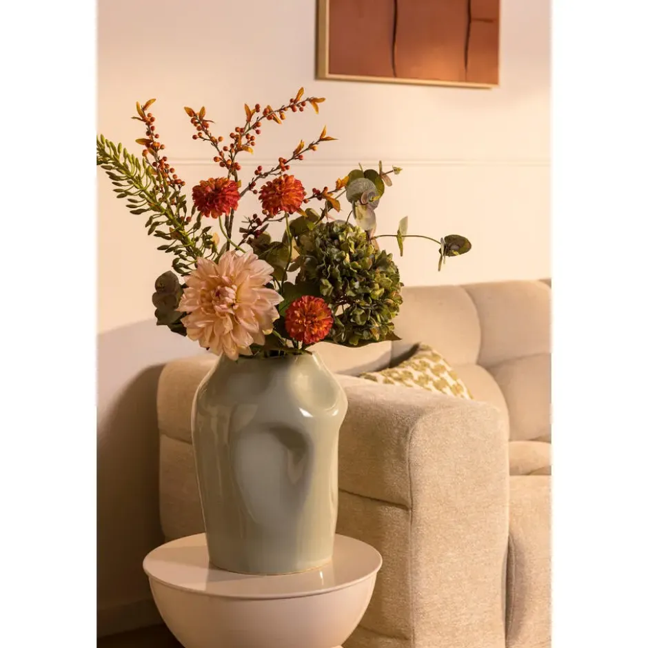 Kunstbloem Dahilia Spray - perzikkleur - 75 cm