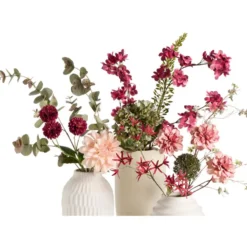 Kunstbloem Dahilia Spray - perzikkleur - 75 cm