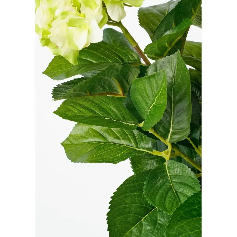 Kunstplant hortensia - lichtgroen - in grijze pot - Hydrangea - 45 cm