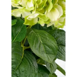 Kunstplant hortensia - lichtgroen - in grijze pot - Hydrangea - 45 cm