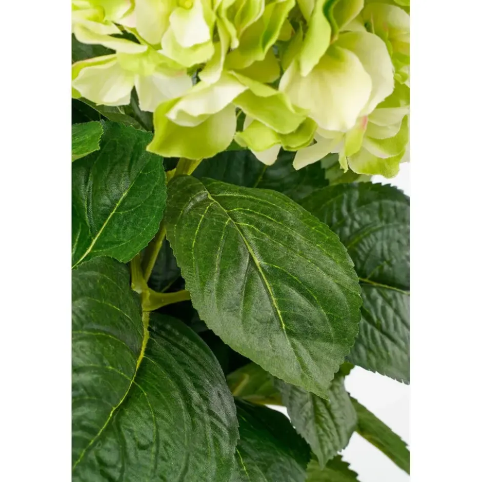 Kunstplant hortensia - lichtgroen - in grijze pot - Hydrangea - 45 cm