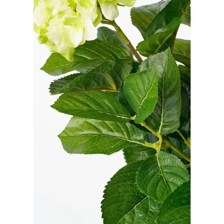 Kunstplant hortensia - lichtgroen - in grijze pot - Hydrangea - 45 cm