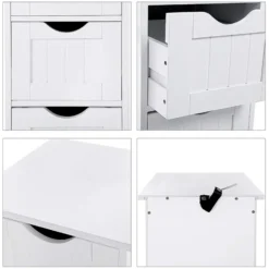 Ladekast - badkamer - 4 vakken - 30x82x30 cm - wit