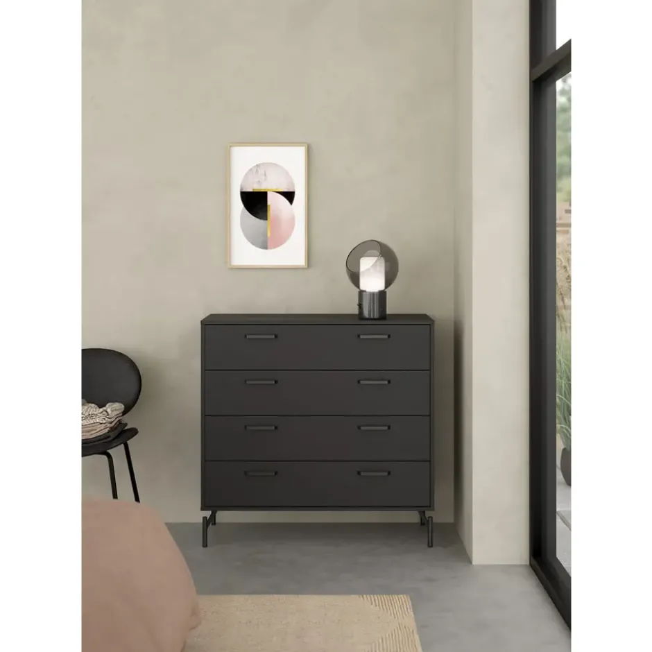 Ladekast Canada - mat zwart - 96x99x40 cm