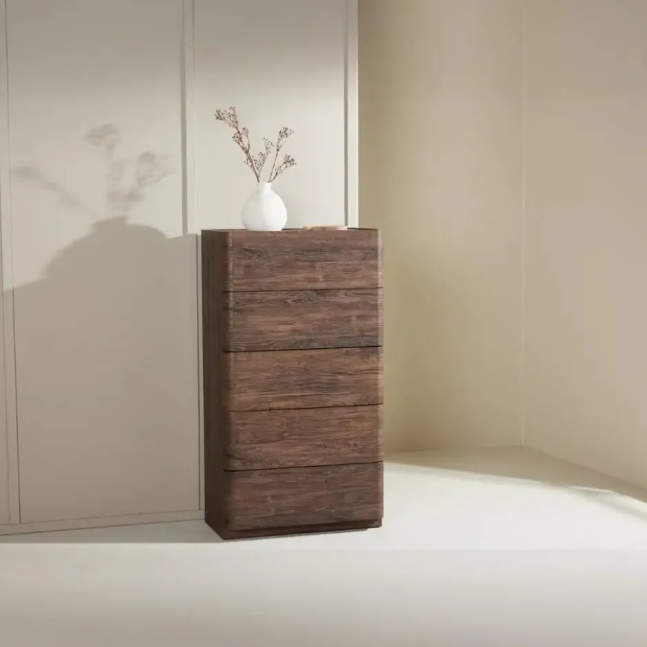 Ladekast 5 Lades - Donkerbruin MDF - 55x35x100cm - Noble