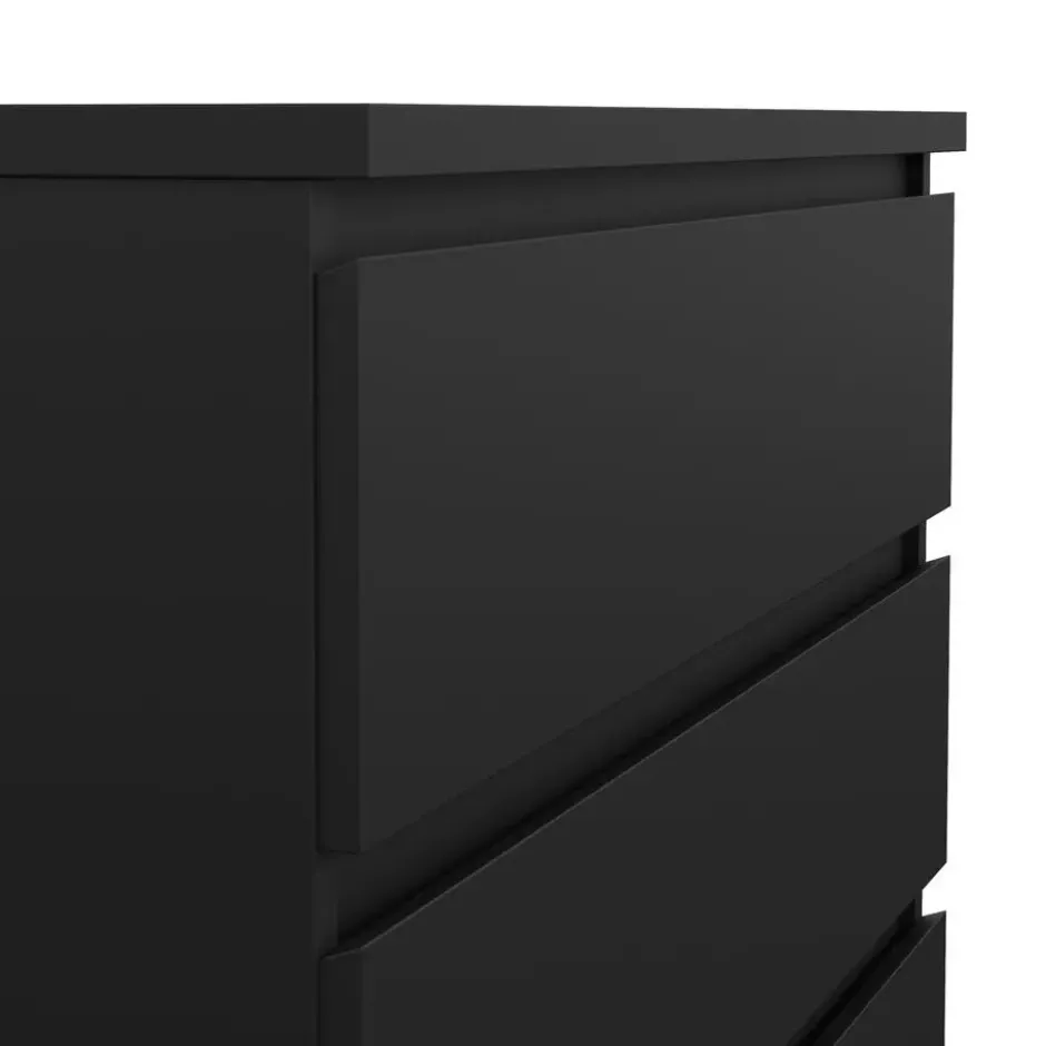 Ladekast - 5 Lades - Mat Zwart Hout - 77x50x111cm - Ylva