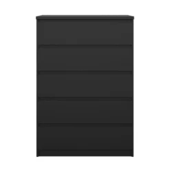Ladekast - 5 Lades - Mat Zwart Hout - 77x50x111cm - Ylva