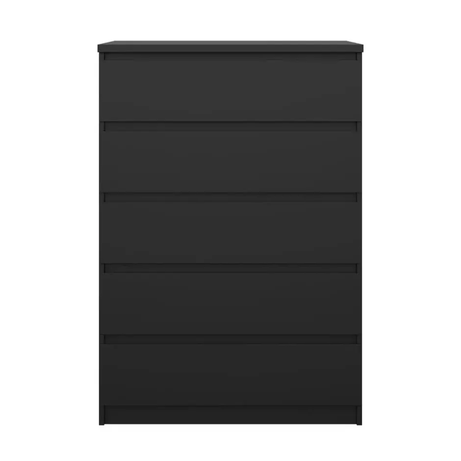 Ladekast - 5 Lades - Mat Zwart Hout - 77x50x111cm - Ylva
