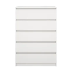 Ladekast - 5 Lades - Wit Hout - 77x50x111cm - Ylva
