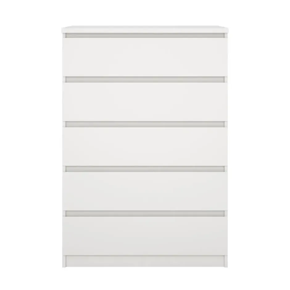 Ladekast - 5 Lades - Wit Hout - 77x50x111cm - Ylva