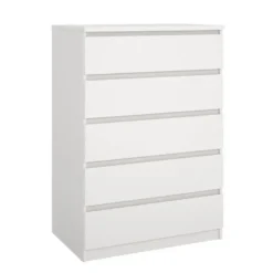 Ladekast - 5 Lades - Wit Hout - 77x50x111cm - Ylva