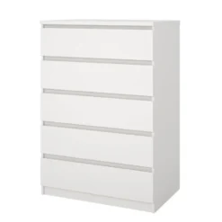 Ladekast - 5 Lades - Wit Hout - 77x50x111cm - Ylva