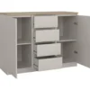 Ladekast Naia 2 deurs met 4 lades - greige/eiken - 90,7x120,6x50 cm
