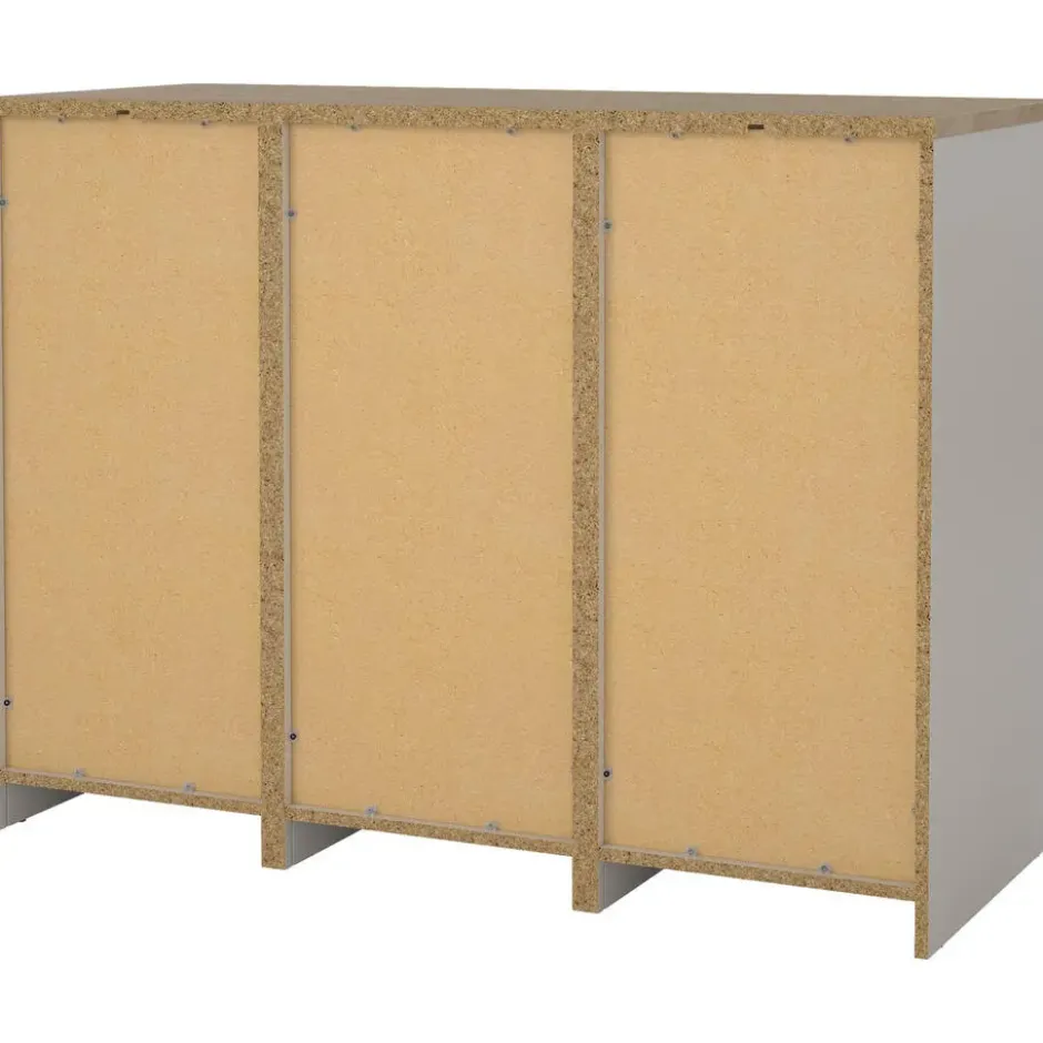 Ladekast Naia 2 deurs met 4 lades - greige/eiken - 90,7x120,6x50 cm