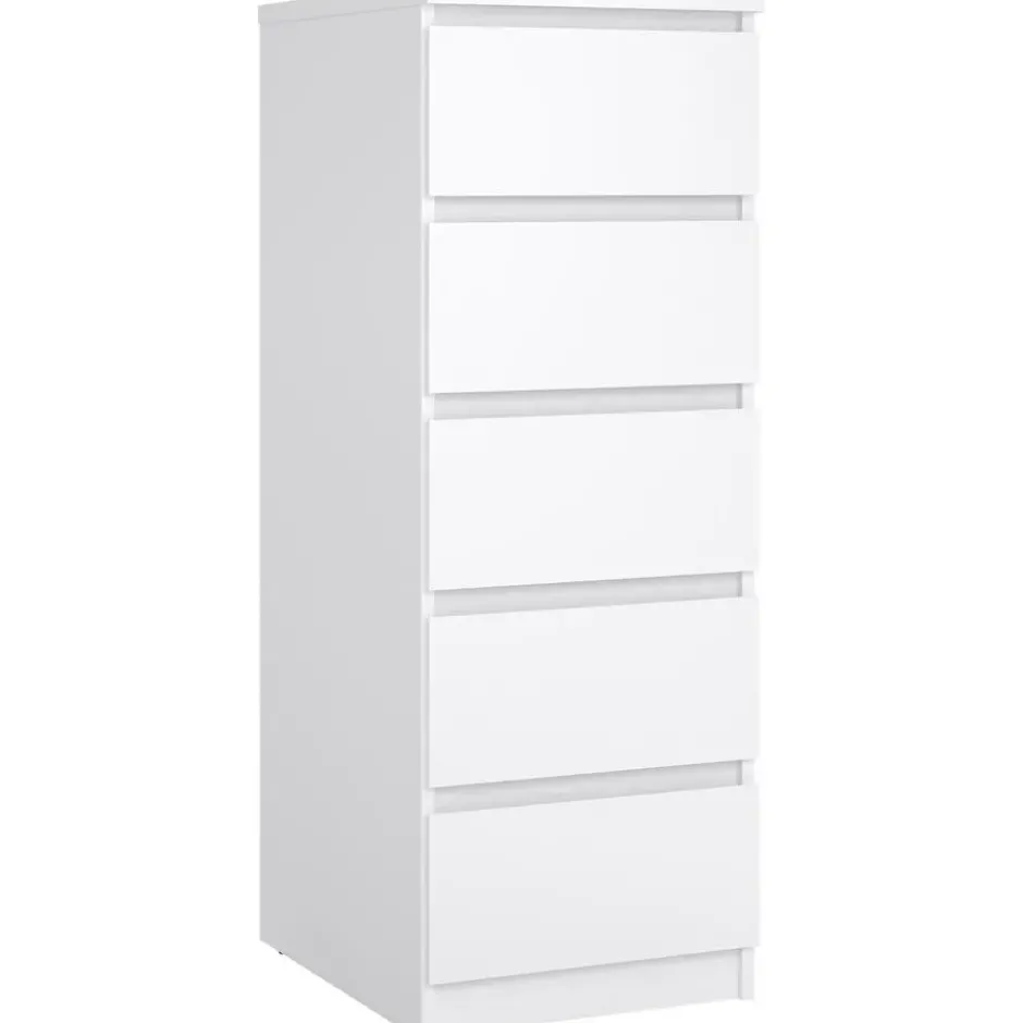Ladekast Naia hoog 5 lades - hoogglans wit - 111,3x40,2x50 cm