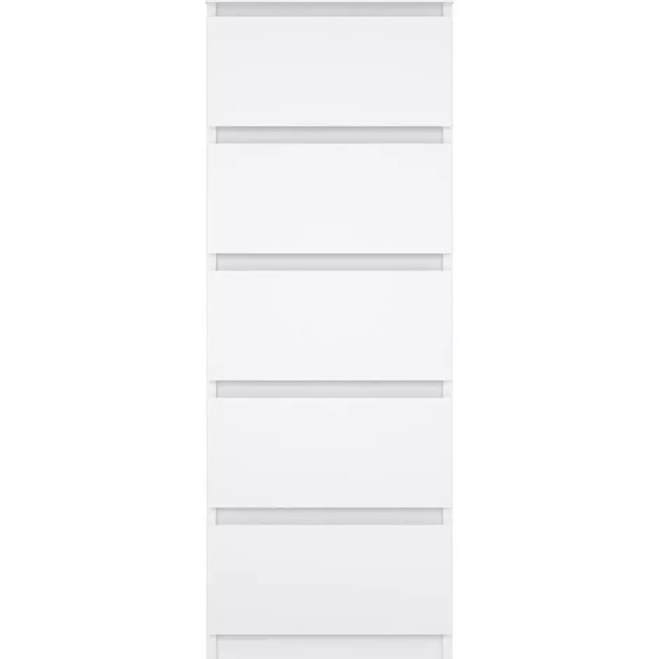 Ladekast Naia hoog 5 lades - hoogglans wit - 111,3x40,2x50 cm