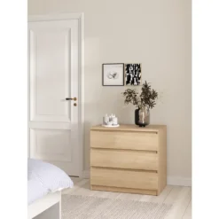 Ladekast Naia 3 lades - eikenkleur - 70,1x77x50 cm
