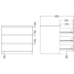 Ladekast Naia 3 lades - greige/eiken - 70,1x77x50 cm