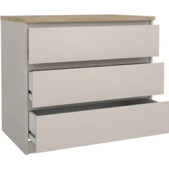 Ladekast Naia 3 lades - greige/eiken - 70,1x77x50 cm