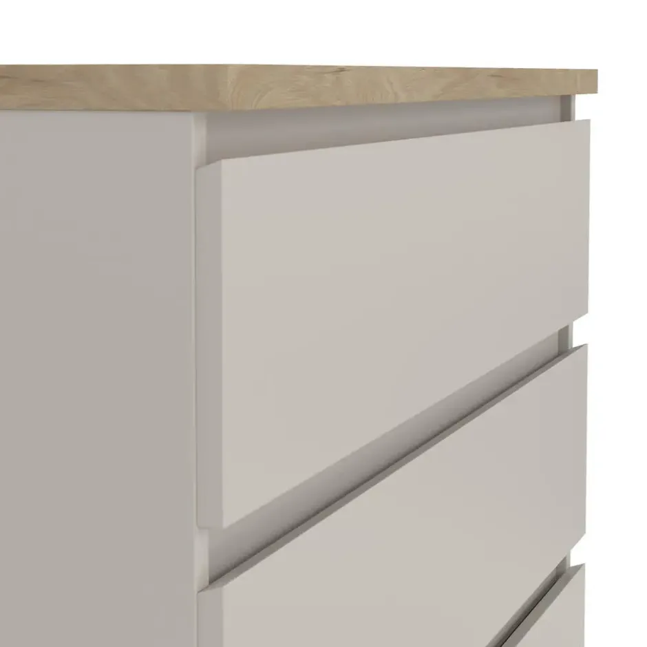 Ladekast Naia 5 lades - greige/eiken - 111,3x77x50 cm
