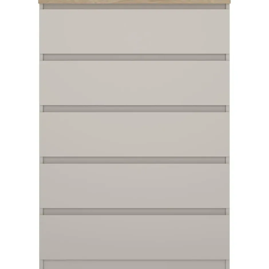 Ladekast Naia 5 lades - greige/eiken - 111,3x77x50 cm
