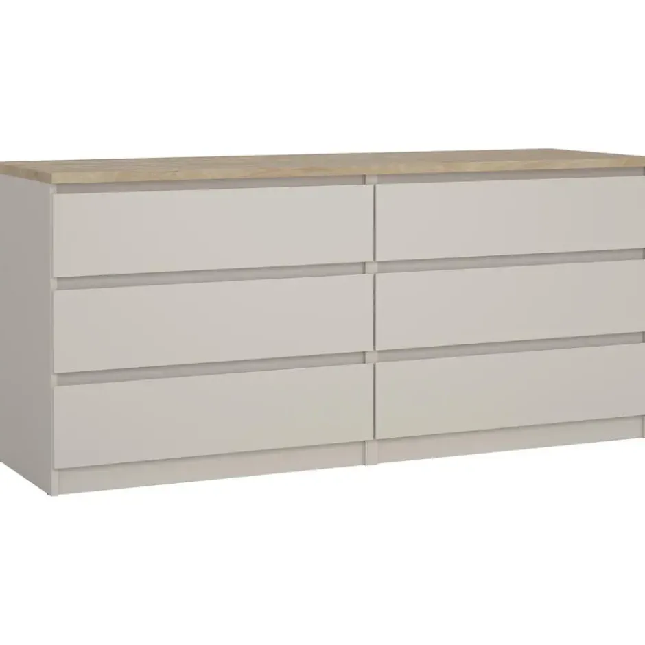 Ladekast Naia 6 lades - greige/eiken - 70,1x153,6x50 cm