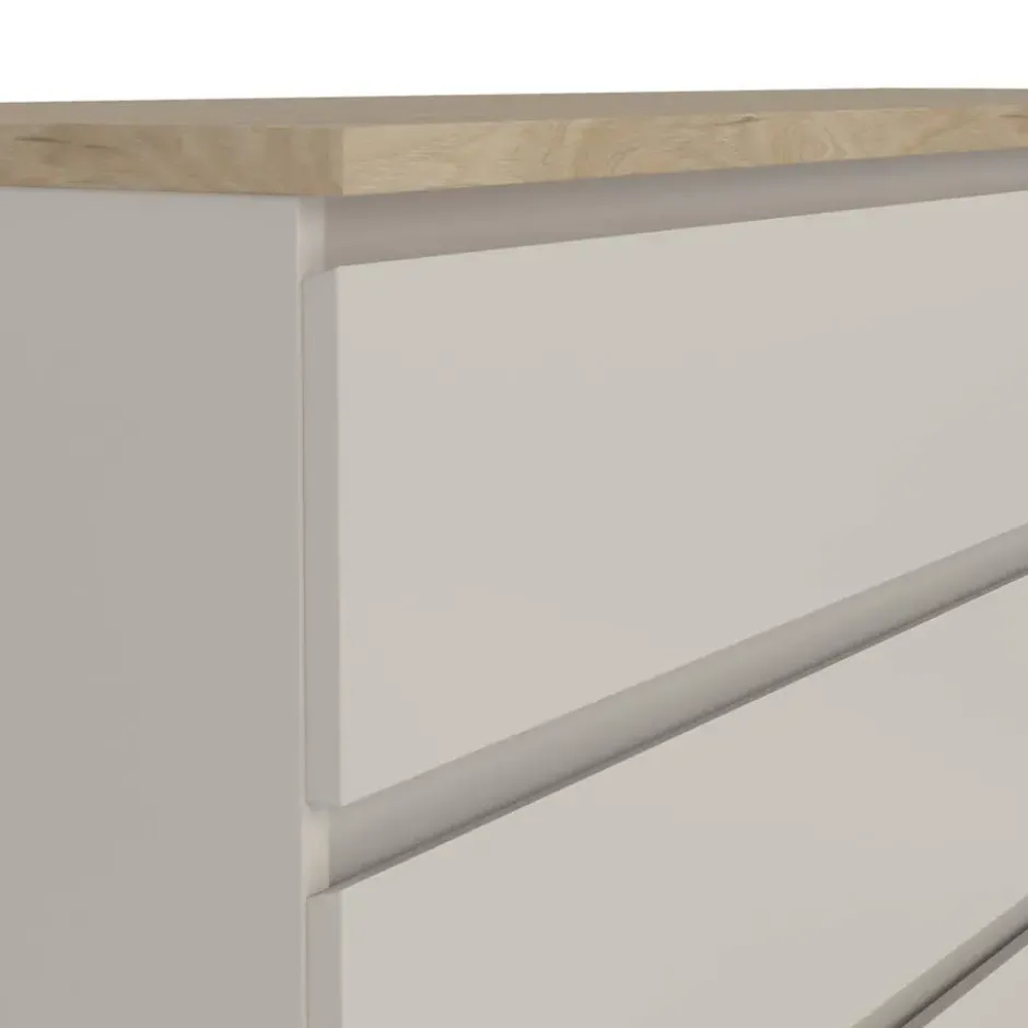 Ladekast Naia 6 lades - greige/eiken - 70,1x153,6x50 cm
