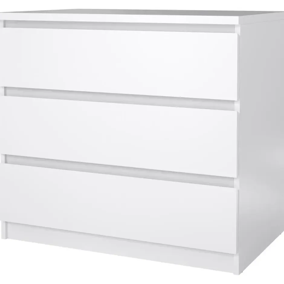 Ladekast Naia 3 lades - hoogglans wit - 70,1x76,8x50 cm