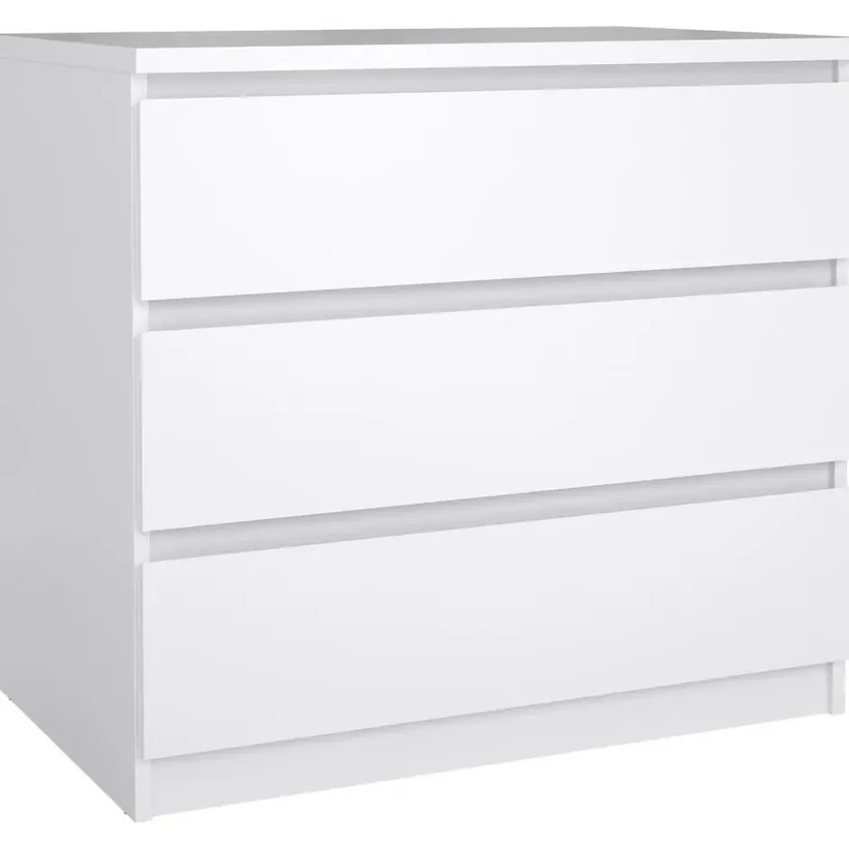 Ladekast Naia 3 lades - hoogglans wit - 70,1x76,8x50 cm