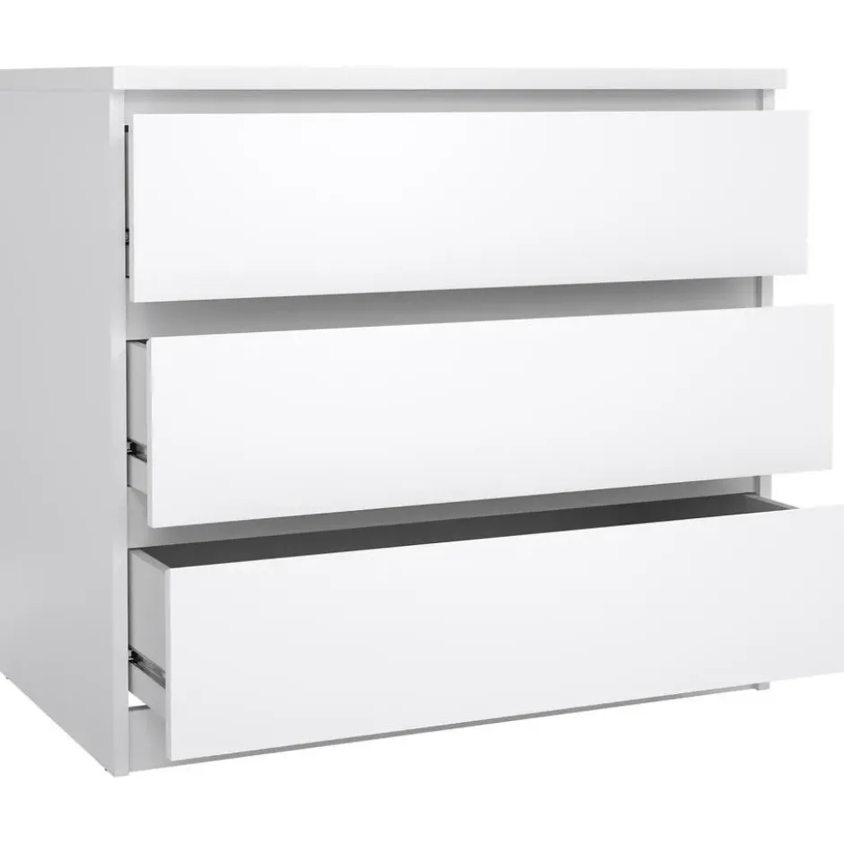 Ladekast Naia 3 lades - hoogglans wit - 70,1x76,8x50 cm