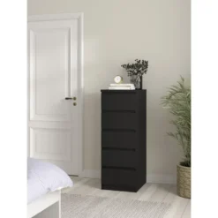 Ladekast Naia - 5 lades - mat zwart - 111,3x40,2x50 cm