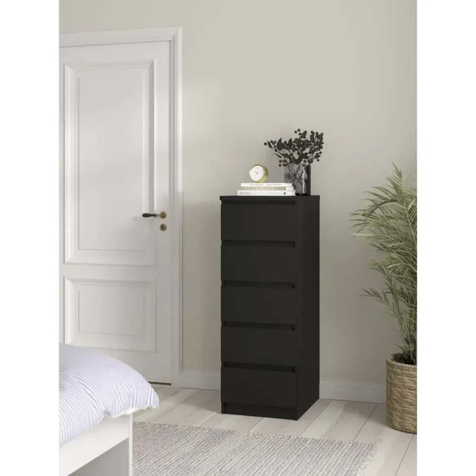 Ladekast Naia - 5 lades - mat zwart - 111,3x40,2x50 cm