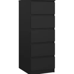 Ladekast Naia - 5 lades - mat zwart - 111,3x40,2x50 cm