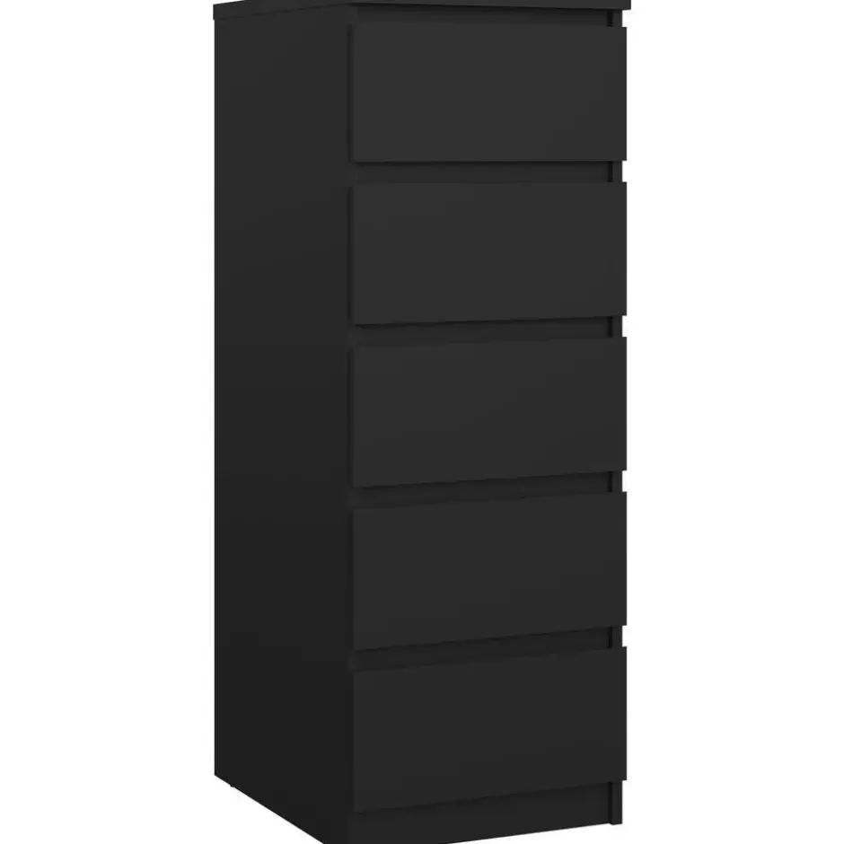 Ladekast Naia - 5 lades - mat zwart - 111,3x40,2x50 cm