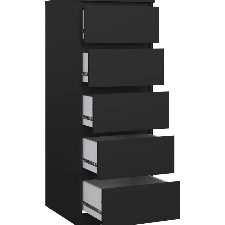 Ladekast Naia - 5 lades - mat zwart - 111,3x40,2x50 cm