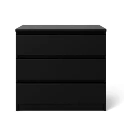 Ladekast Naia - 3 lades - mat zwart - 70,1x76,8x50 cm